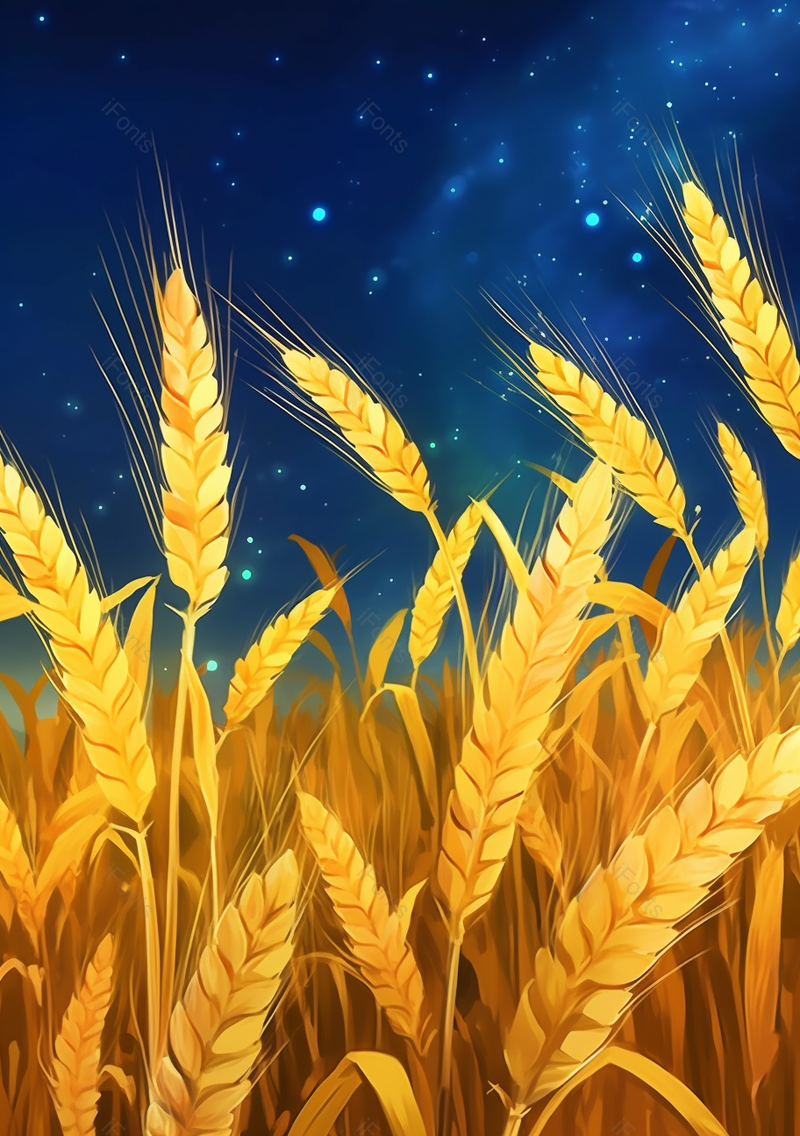 星空下的麦田24节气芒种插画背景,插画/手绘图,插画/手绘图库,插画/手绘图下载,插画/手绘